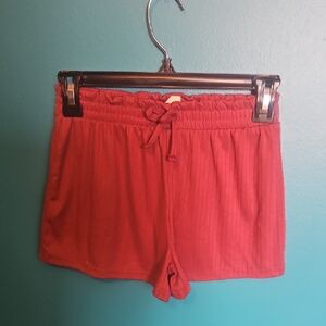 Girls' Red Ribbed Drawstring Shorts